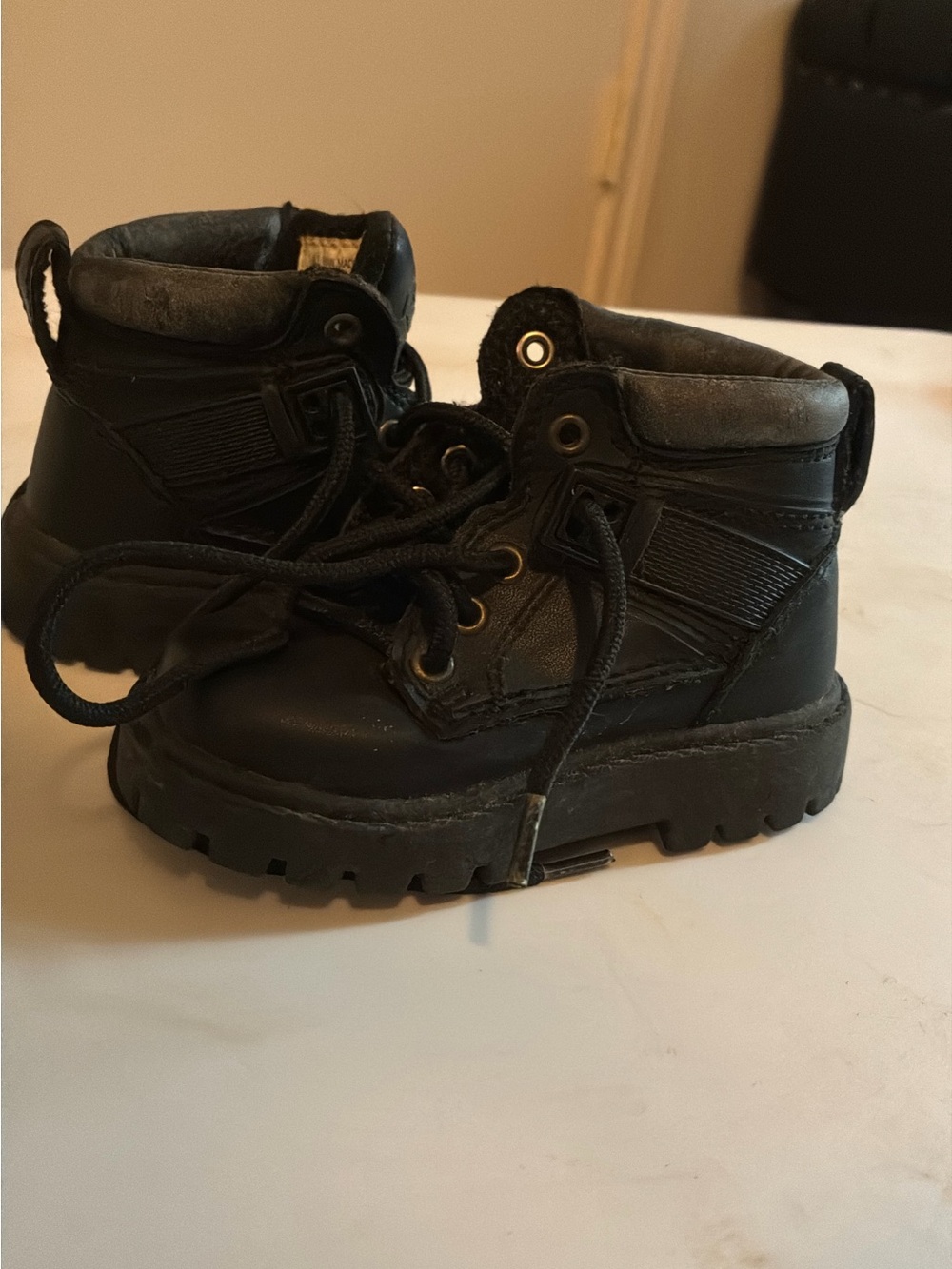 Toddler Black Lace-Up Ankle Boots